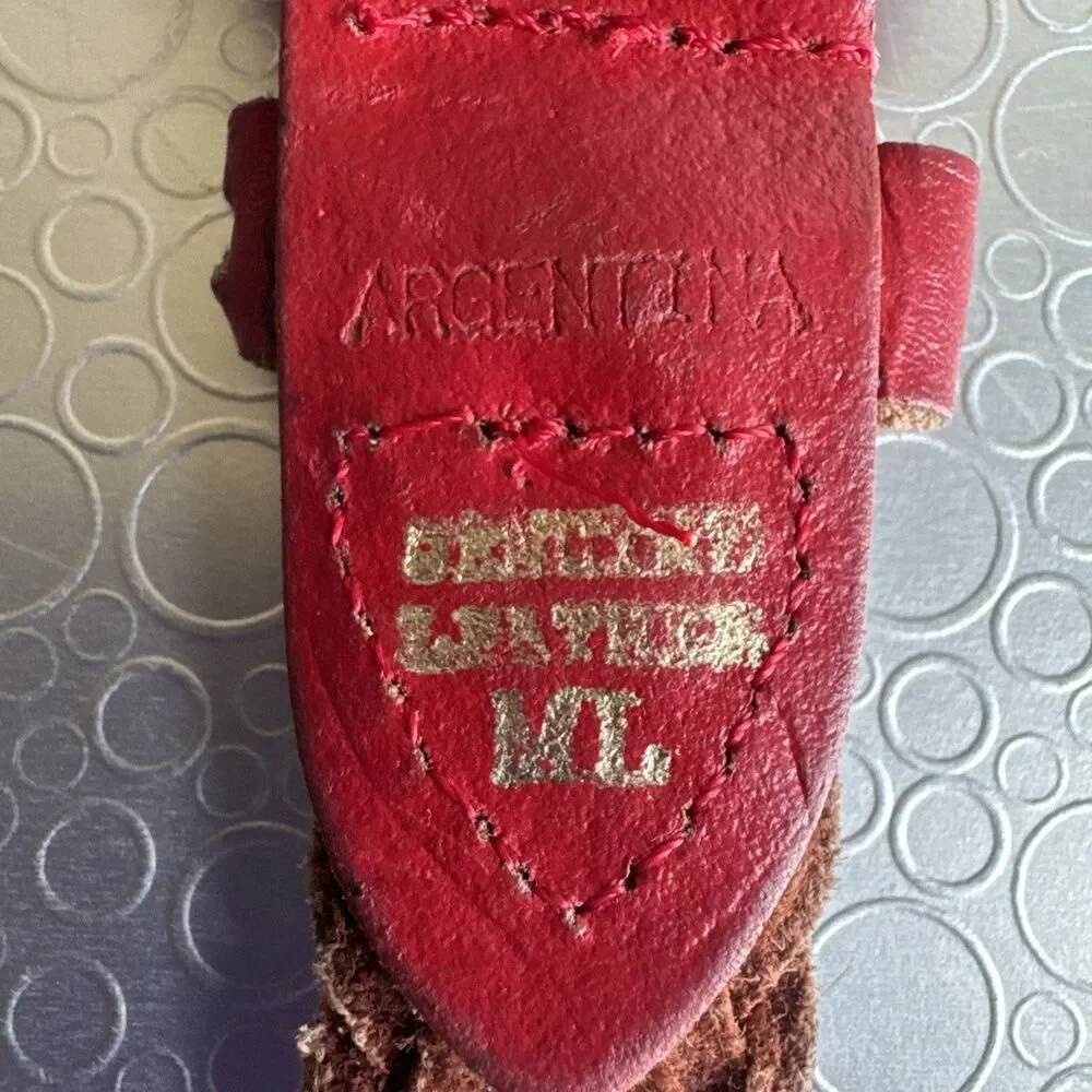 Artisan Argentina M/L Artsy Red Braided Leather Belt Adjustable Cottagecore Vtg